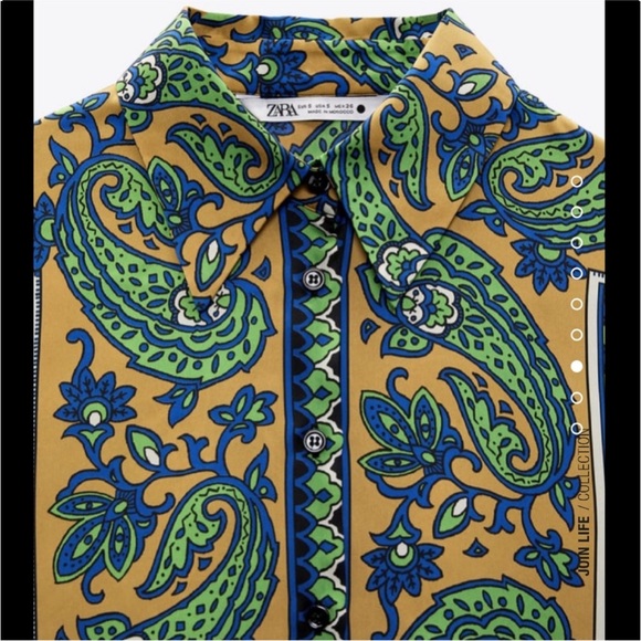 Zara Flowy Printed Shirt Small - Picture 8 of 8